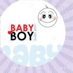 Baby Boy Text with Abstract Baby Face and Striped Background